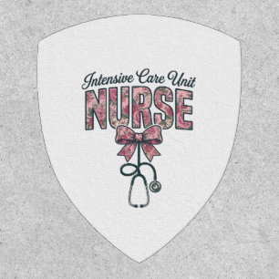 Intensive Care Unit Nurse Floral Bow Shirt Design_ Patch