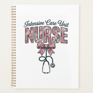 Intensive Care Unit Nurse Floral Bow Shirt Design_ Planner