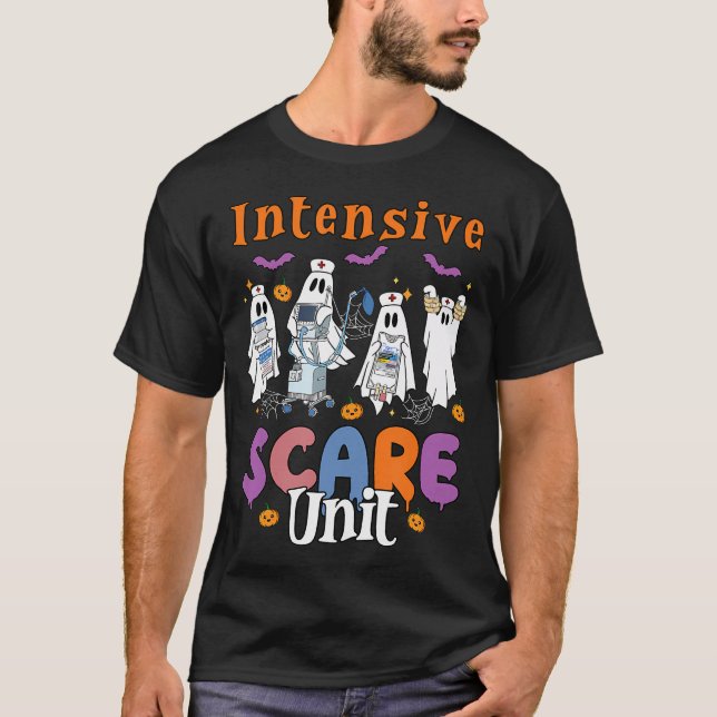 Intensive Scare Unit Icu Boo Crew Funny Nicu Picu  T-Shirt (Front)