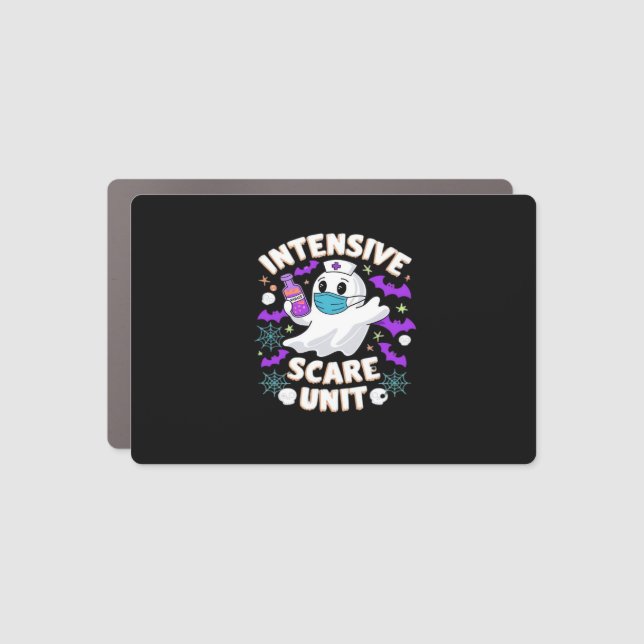 Intensive Scare Unit Nurse Halloween ICU Nurse Ess Car Magnet (Front)