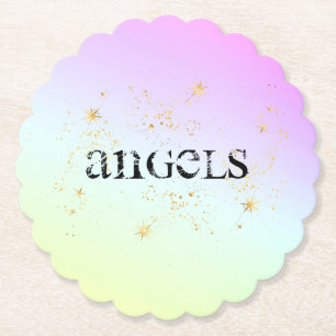 *~*  INTENTION COASTER - ANGELS . Rainbow Glitter