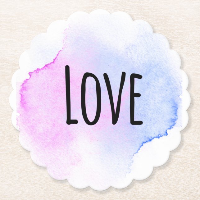 *~*  INTENTION COASTER - LOVE Watercolor EMOTO (Front)