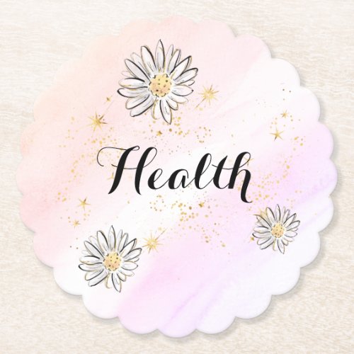 *~*  INTENTION HEALTH Floral Rainbow Glitter Paper Paper Coaster