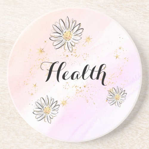 * INTENTION HEALTH Floral +  Rainbow Glitter Round Coaster