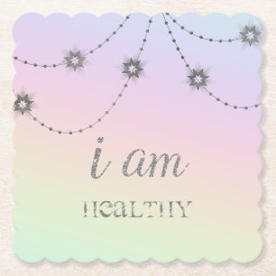 *~*  INTENTION HEALTH Rainbow Glitter Stars Paper Coaster