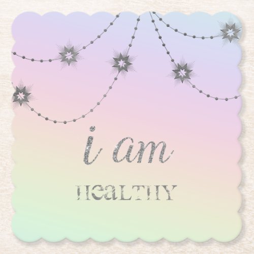 *~*  INTENTION HEALTH Rainbow Glitter Stars Paper Coaster
