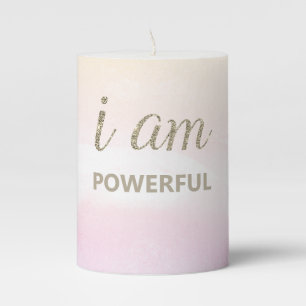 *~* INTENTION POWERFUL Pastel Gold Glitter Pillar Candle