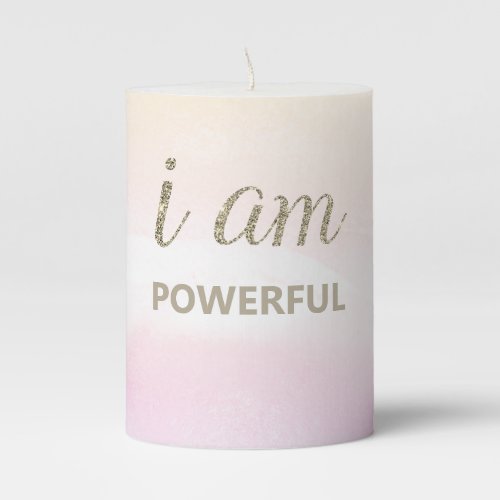 *~*  INTENTION POWERFUL Pastel Gold Glitter Pillar Candle