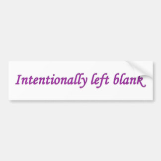 Intentionally Left Blank Purple Bumper Sticker