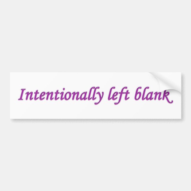 Intentionally Left Blank Purple Bumper Sticker (Front)