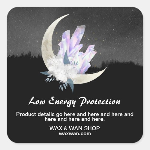 *~* Intentions Moon Crystals Floral AP24 Landscape Square Sticker