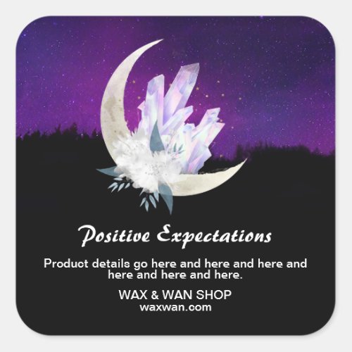  Intentions Moon Crystals Floral Landscape AP24 Square Sticker