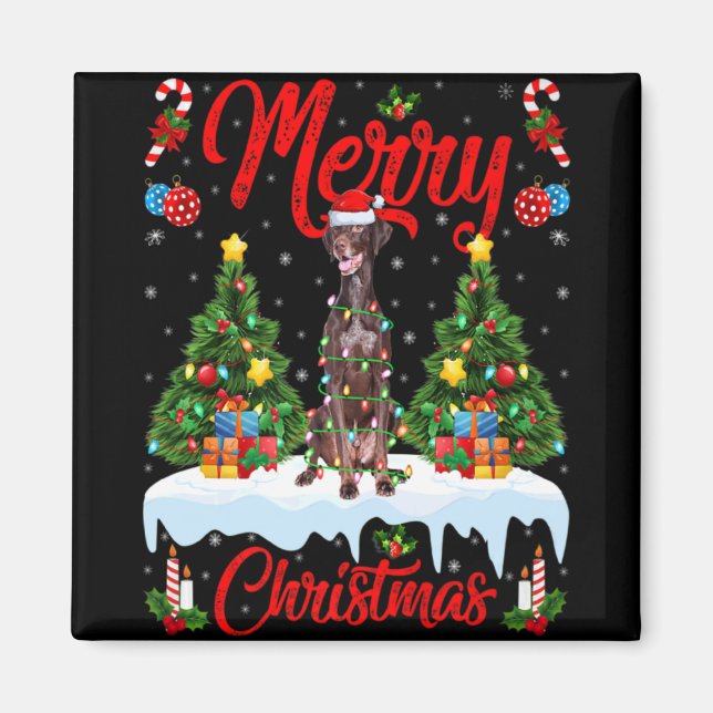 Inter Dog Lights Xmas Tree Santa Inter Dog Chr  Magnet (Front)