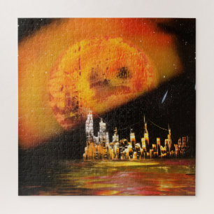 Inter-galactic City under a Night Sky Jigsaw Puzzle