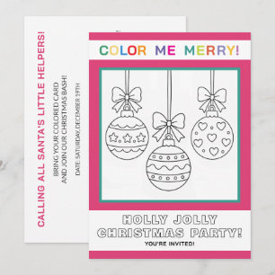 Interactive Kids Christmas Coloring Page Party Invitation