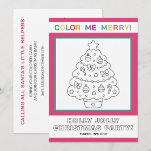 Interactive Kids Christmas Tree Coloring Page Invitation