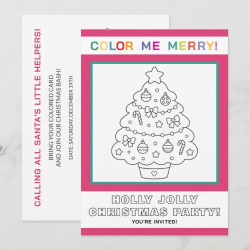 Interactive Kids Christmas Tree Coloring Page Invitation