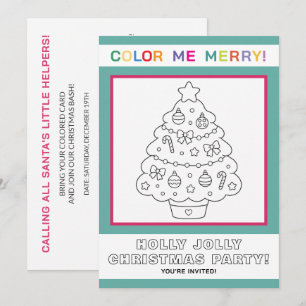 Interactive Kids Christmas Tree Coloring Page Invitation