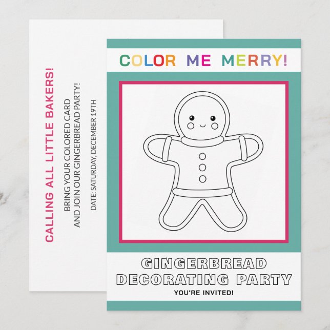 Interactive Kids Gingerbread Decorating Party Invitation (Front/Back)