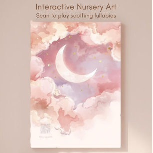 Interactive Lullaby QR Code Nursery Art Faux Canvas Print