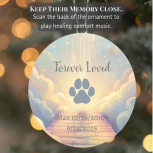 Interactive  QR Music Blue Rainbow Bridge Ceramic Ornament