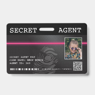 Interactive Secret Agent Spy Badge - Black/Pink