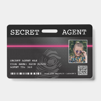 Interactive Secret Agent Spy Badge - Black/Pink