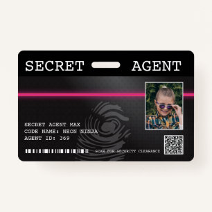 Interactive Secret Agent Spy Badge - Black/Pink