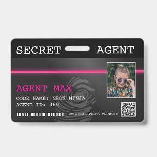 Interactive Secret Agent Spy Badge - Black/Pink