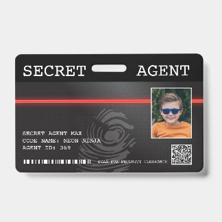 Interactive Secret Agent Spy Badge - Black/Red