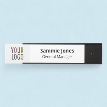 Interchangeable Door Name Plate With Logo Black by MISOOK at Zazzle