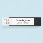 Interchangeable Door Name Plate with Logo Black<br><div class="desc">Personalize this interchangeable door name plate with your own company logo, name, job title, or other custom text. You can customize the background color to match your corporate colors. Available in black, silver, or rose gold metal colors in two sizes – standard 2 inch x 8 inch or long 2...</div>