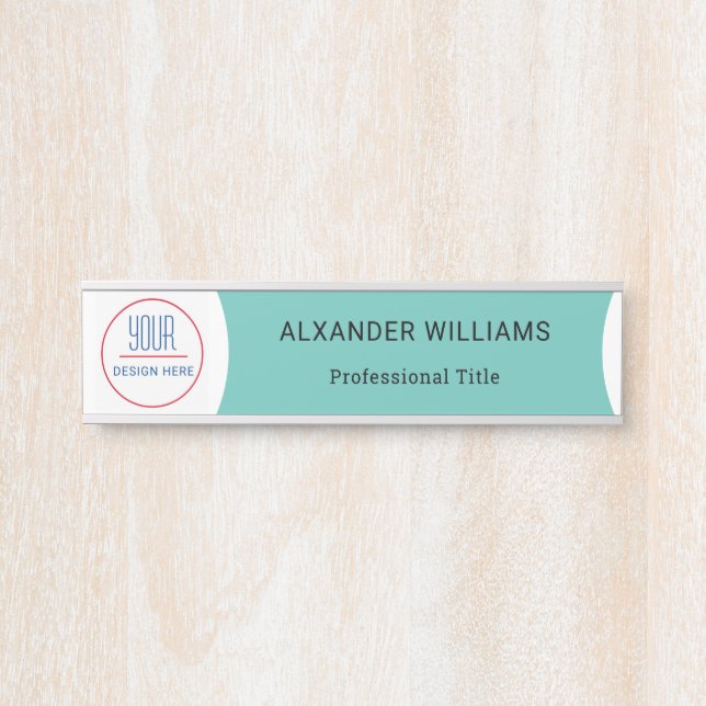 Interchangeable Office Door Name Plate with Logo (Front)