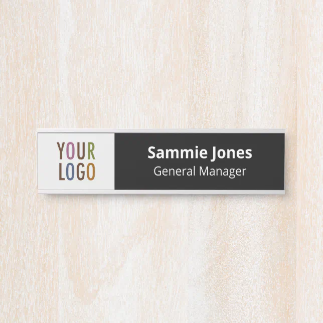Interchangeable Office Door Name Plate with Logo Zazzle