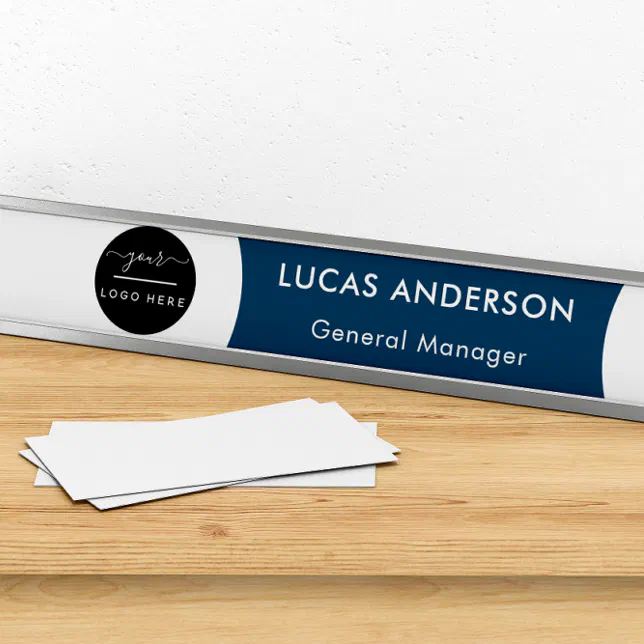 Interchangeable Office Door Name Plate with Logo Zazzle