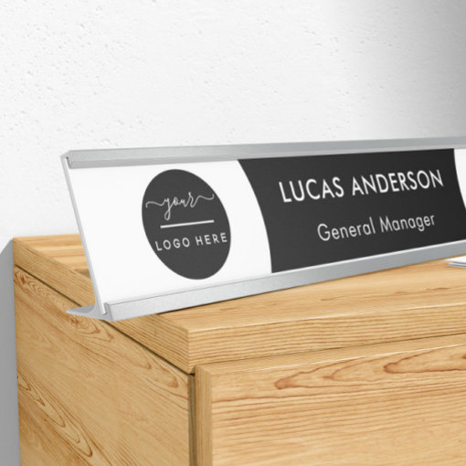 Interchangeable Office Door Name Plate with Logo Zazzle