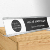 Interchangeable Office Door Name Plate with Logo