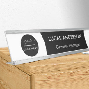 Interchangeable Office Door Name Plate with Logo