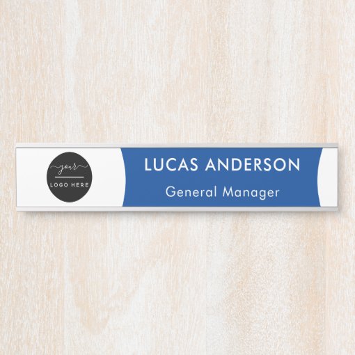 Interchangeable Office Door Name Plate with Logo Zazzle