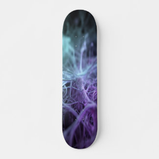 Interconnected Blue Teal Neural Lines Skateboard