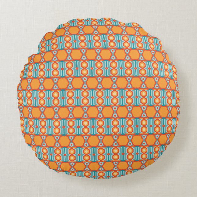 Interconnected Geometric Pattern with Vibrant Colo Round Pillow (Front)
