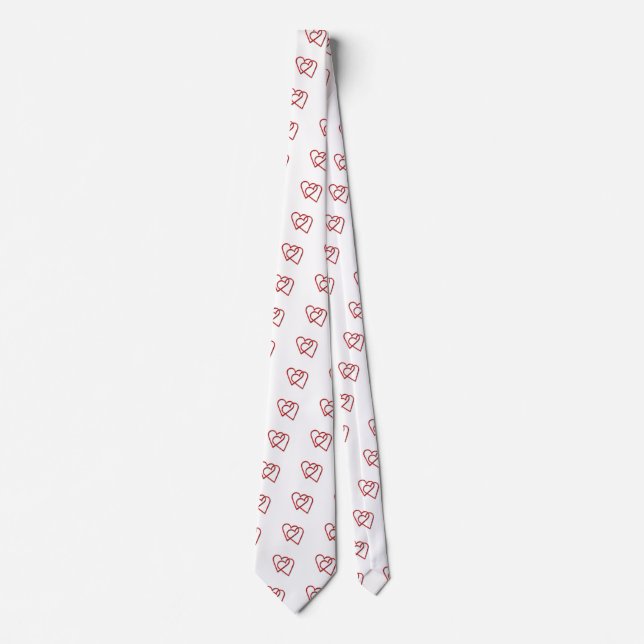 Interconnected Red Valentine Hearts Neck Tie (Front)