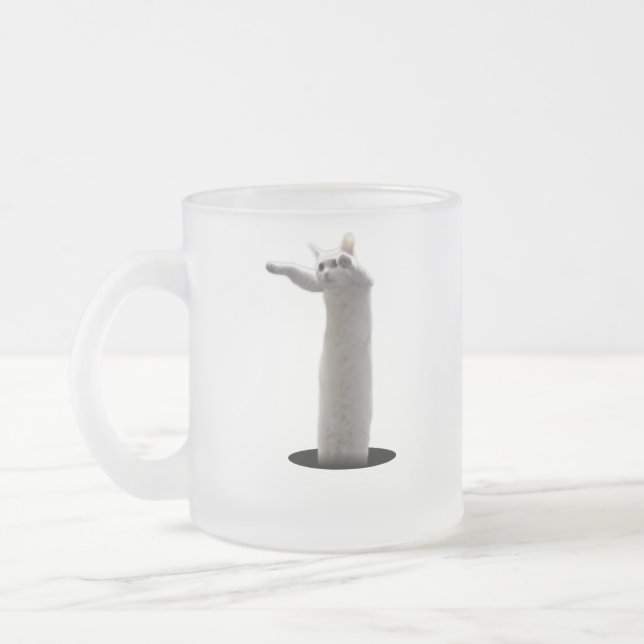 interdimensional LongCat Frosted Glass Coffee Mug (Left)