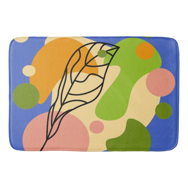 Interesting abstract spots with leaves bath mat (Front)