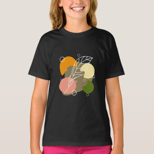 Interesting abstract spots with leaves T_Shirt