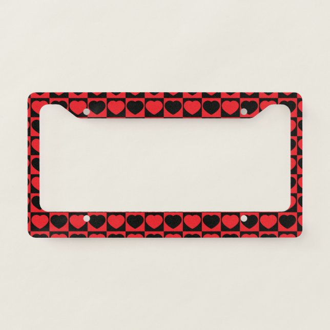 Interesting Great Cool Red Black Heart License Plate Frame (Front)