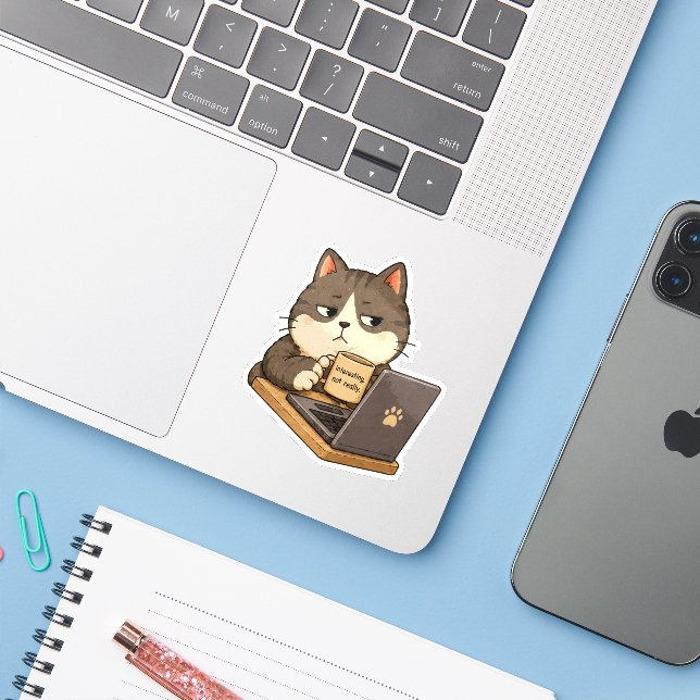 Interesting Not Really Cat Sticker (Laptop w/ iPhone)
