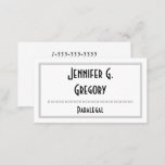 [ Thumbnail: Interesting & Professional Paralegal Business Card ]