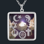 Interfaith Coexist Pendant<br><div class="desc">Muslim, Hindu, Sikh, Jewish, Christian, TAO and Buddhist symbols in one inspiring design. Ceramics by Marijke Baljon.</div>