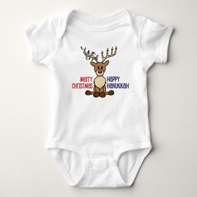 Interfaith Hanukkah/Christmas Outfit Baby Bodysuit (Front)